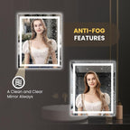 LOAAO 28X36 LED Bathroom Mirror with Lights, Anti-Fog, Dimmable, Backlit + Front Lit, Lighted Bathroom Vanity Mirror for Wall, Memory Function, Tempered Glass, Safe to Use, ETL Listed