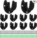 10 Pack Stainless Steel Closet Rod Bracket, 1-1/4 Inch Closet Rod Holder, Heavy Duty Closets Rods Support Brackets, U Shaped Closets Pole Sockets Flange Rods Holder for Curtain Rodd (Black)