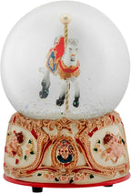 Elanze Designs Gilded Gold Tone Cupid and Carousel Horse 100MM Musical Water Globe Plays Tune Unchained Melody