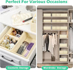 Drawer Clothing Organizer 16-Pack, Beige 3-Size Underwear Drawer Dividers, Fabric Folding Wardrobe Organizer for Baby Clothes, Bras, Underwear, Panties, Belts, Socks, Ties, etc.