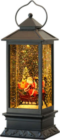 Wondise Lighted Musical Snow Globe Lantern with 6 Hour Timer, 12 Inches USB Powered & Battery Operated Spinning Water and Swirling Glitter Christmas Snow Globe Lantern Gifts(Santa Claus and Sleigh)