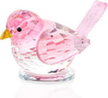 Crystal Pink Birds Figurine Glass Collectible Figurines Paperweights Birthday Gifts for Women Decorative Tabletop Centerpiece for Animal Lovers