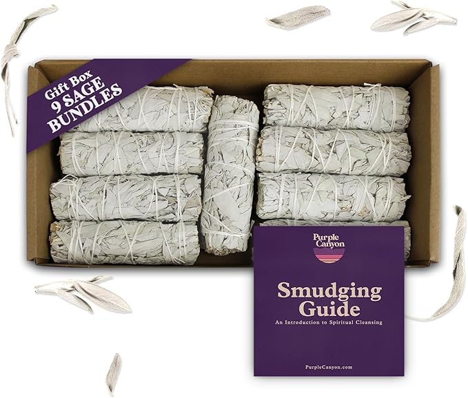 White Sage Smudge Sticks | California Sage Incense Sticks for Home Cleansing, Spiritual Smudging Rituals and Meditation | Sustainably Sourced 4 inch White Sage Bundle | Smudge Kit of 9