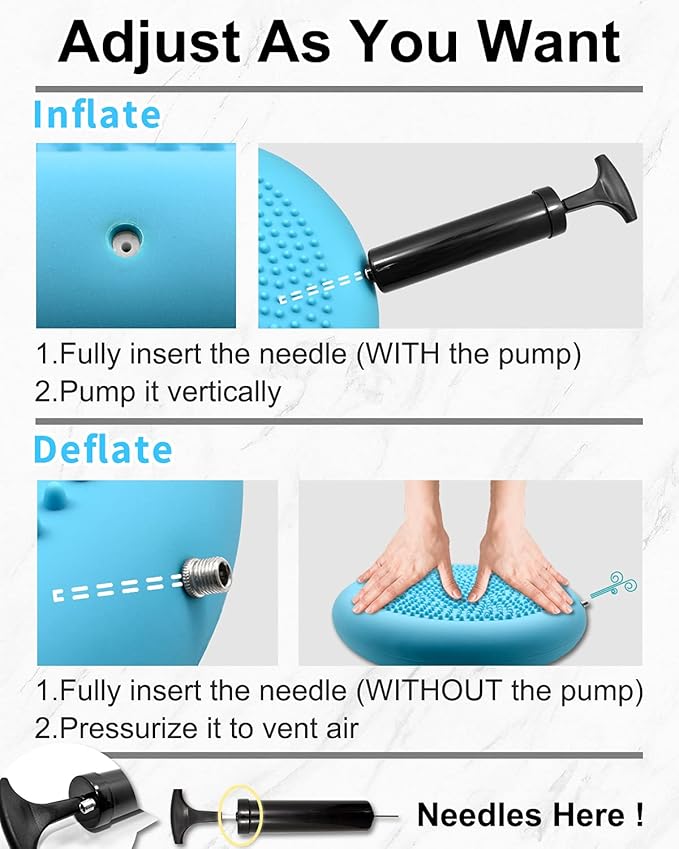 Tumaz Wobble Cushion - Wiggle Seat to Improve Sitting Posture & Stay Focused for Sensory Kids, Balance Disc to Core Strength & Flexible Seating [Extra Thick Balance Board, Pump Included Wobble Board]
