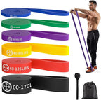 Exercise Bands，Set of 6 Resistance Bands for Working Out,Pull Up Bands Set,at Home Workout Equipment,Workout Bands for Men and Women,Instruction Guide and Carry Bag Included
