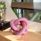 Wood Knot Chain Link Decor - 3 Link Boho Wooden Hand Carved Decorative Wooden Links Knots for Coffee Table Entryway Modern Farmhouse Shelf Decoration (Pink)