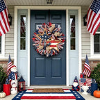 4th of July Decorations Outdoor Patriotic Wreaths for Front Door 250th Anniversary Decorations Red White and Blue American Flag Wreath (Patriotic Star)