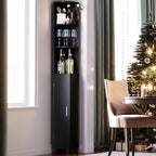 MOHOPE Corner Shelf with Cabinet, 74.8" Tall Corner Display Cabinet with Door, 5-Tier Narrow Bookshelf with Adjustable Shelves for Living Room, Bathroom, Dining Room, Small Space, Black