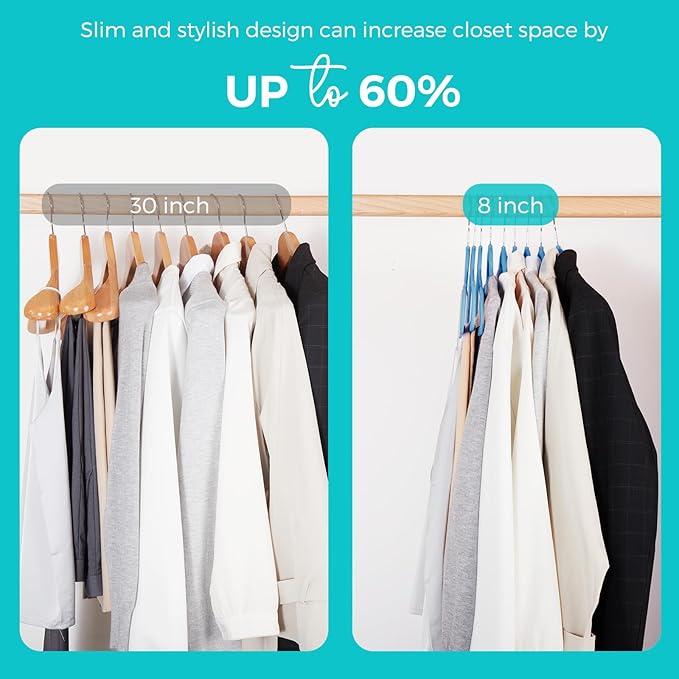 HOUSE DAY Premium Velvet Hangers 50 Pack Blue, Non-Slip Flocked Felt Hangers, Sturdy Clothes Hanger with 360° Rotatable Hook, Heavy Duty Durable Slim Coat Hanger for Closet Space Saving