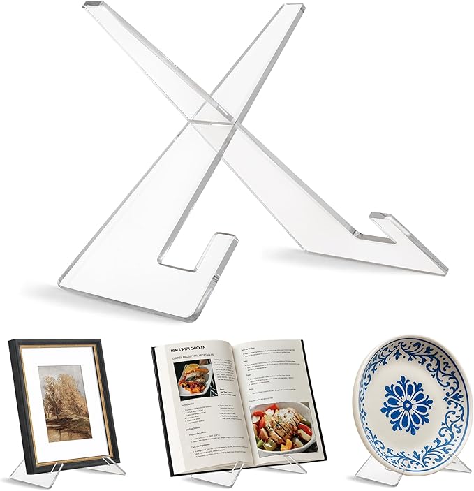 Americanflat Acrylic Easel Stand - 8" Tabletop Easel and Plate Stand - Lightweight Display Holders for Photos, Cards, Frames, Books, Magazines, Albums - Home or Office Decor