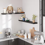 BAMEOS Floating Shelves,40 x 8 Floating Wall Shelves – Extra-Wide Display Shelf with Invisible Brackets, Set of 2 | Accent Décor Shelf for Bedroom, Living Room, Home Office & Salon Display Black