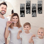 Huwena 4 Pcs Black and Silver Bathroom Wall Decor Glitter Diamond Wooden Living Room Decor Relax Wish Unwind Breathe Sign Black Silver Shiny Drips Hanging Bathroom Sign for Toilet Home Spa