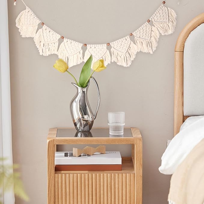 Gcroet Tassel Garland 100cm/39.37inch Woven Hanging Vintage Color Decorative Macrame Wall Decor for Living Room Bedroom ...
