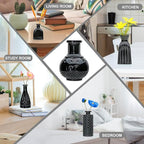 Brajttt Black Flower Vase Set, Glass Bud Vase in Bulk Set of 8,Artistic and Cultural Flavor Mini Vases for Home Office Decor, Bedroom, Office, Living Room Decorations,Wedding