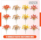 Fake Flowers Artificial for Outdoor Decoration Autumn Silk Flower UV Resistant, 12 Bundles Faux Morning Glory with Eucalyptus Greenery for Indoor Garden Planters Patio Window Home Decor, Mix