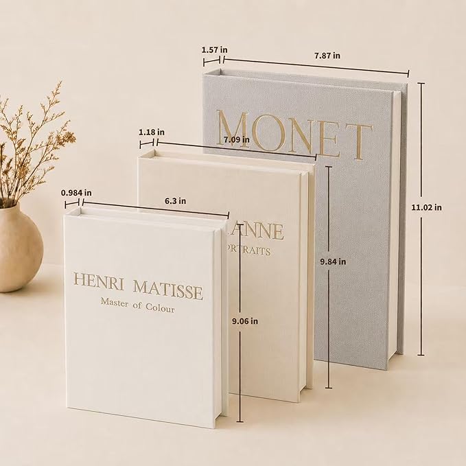 Decorative Books for Home Decor,Set of 3 Aesthetic Faux Books with Storage Box,Linen Fake Books for Coffee Table,Bookshelf & Mantle Decor,Modern Decorative Book Set(grey)