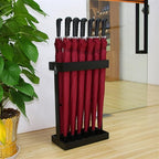 Metal Commercial Umbrella Stand Umbrella Holder, Corridor Entrance Umbrella Drain Rack for Storing 16 Umbrellas, with Mobile Drip Tray and 4 Hooks (Color : Black)