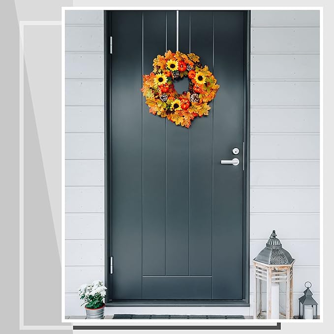 Hotop 15 Inch 4 Pcs Wreath Hangers for Front Door Steel Metal Wreath Doors Hanger Over The Door Hanger Hook Indoor or Outdoor for Christmas Halloween Front Decorations Welcome Sign(Silver)