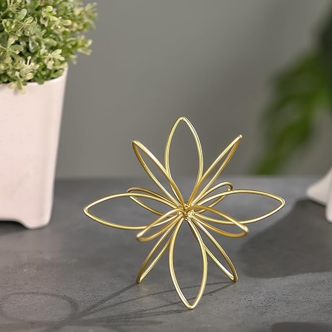 4.25" Gold Sphere Decor, Metal Handmade Floral Decorative Sculpture, Abstract Tabletop Decorative Ball for Home Metal Sphere Decor