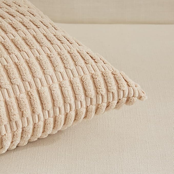 Fancy Homi 4 Packs Decorative Throw Pillow Covers for Living Room Couch Bed, Modern Farmhouse Boho Home Décor Accent Cushion Case, 14" x 14", Neutral