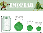 Emopeak 24Pcs Christmas Balls Ornaments for Xmas Christmas Tree - 4 Style Shatterproof Christmas Tree Decorations Hanging Ball for Holiday Wedding Party Decoration (Grass Green, 2.4"/6.2CM)
