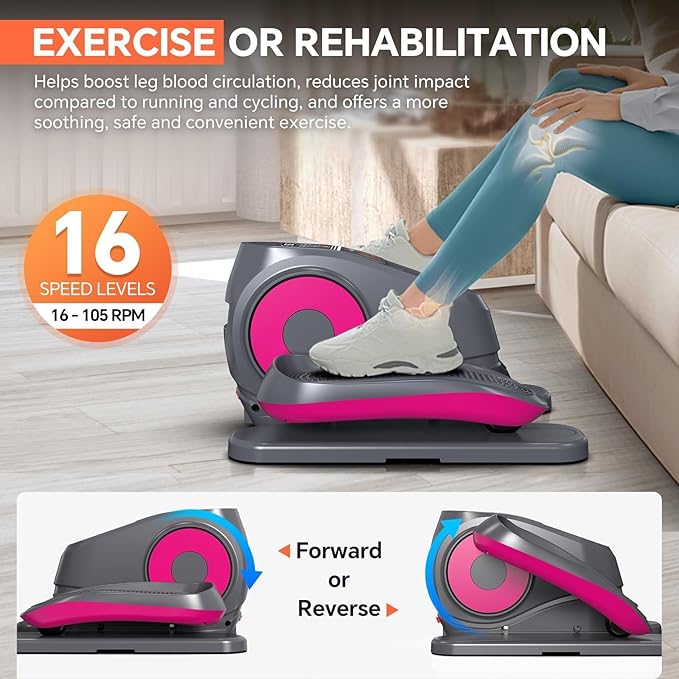 Under Desk Elliptical Machine with Remote Control, 16 Adjustable Speed Electric Ellipse Leg Exerciser Pro As Seen On TV for Senior, Portable Quiet Seated Pedal Exerciser