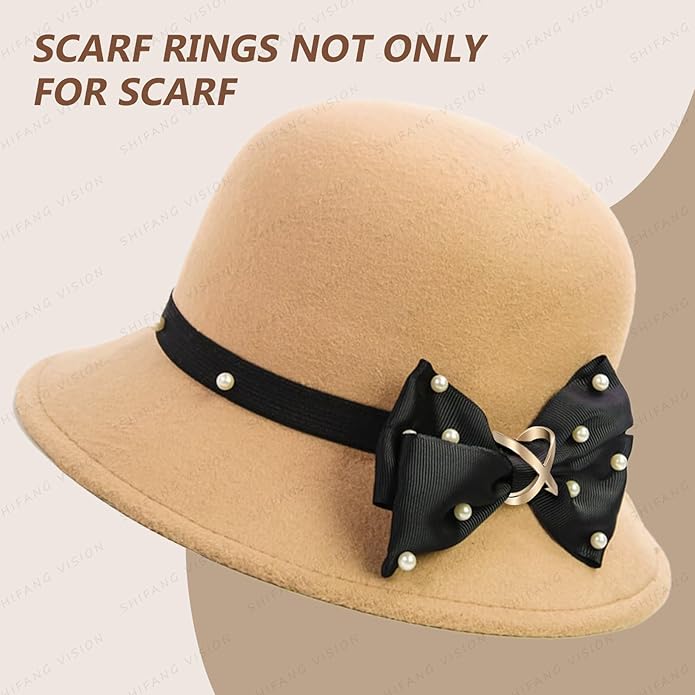 SYWDUDUCLT Scarf Ring for Women's Shawl, Silk Neckerchief, Tshirt, Gold/Sivler, S/M/L, 2 Pcs