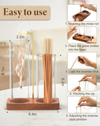 Incense Holder with 7.8" & 5.9" Glass Jars, 2 in 1 Incense Sticks Holder & Ash Catcher, Upside Down Incense Burner with Storage for Meditation, Yoga, Spa, Home Decor, with 20 Incense Sticks & Brush