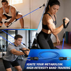 WHATAFIT Resistance Bands Set with Handles - Exercise Bands Home Gym Strength Training Equipment, Includes Door Anchor & Ankle Straps for Full Body Workout Bands, Physical Therapy - for Men and Women