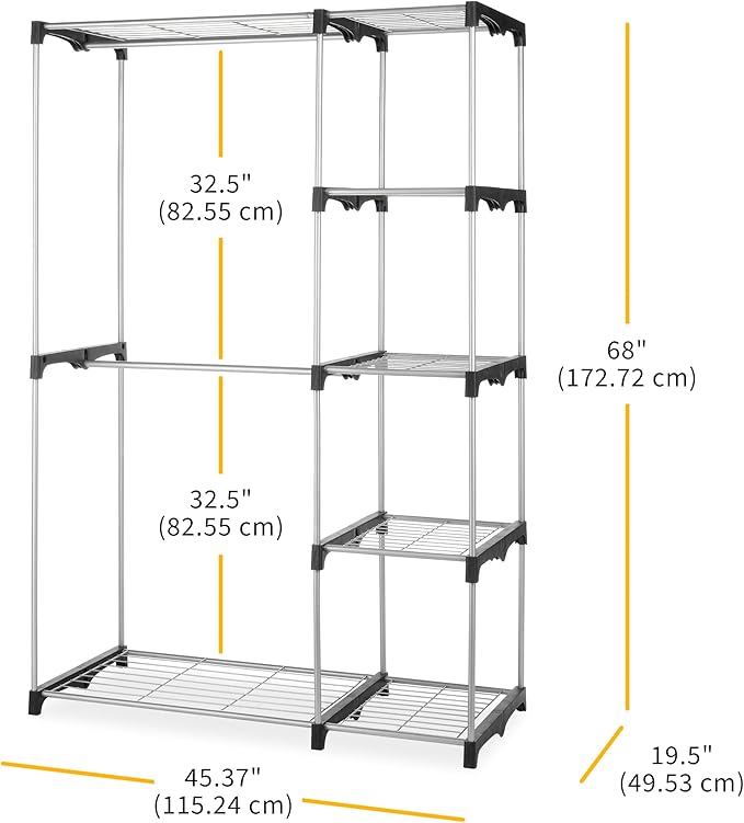 Whitmor Modern Industrial Freestanding Closet Organizer