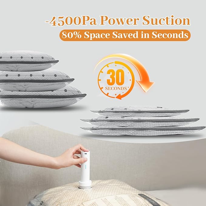 Travel Vacuum Seal Bags for Clothing with Portable Electric Pump, 12 Pack Space Saver Vacuum Storage Bag, Compression Packing Bag for Clothes Luggage & Suitcase, Cruise Vacation & Home Essentials