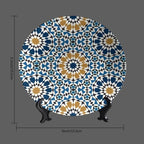 Turkish Decorative Ceramic Plates, 10 Inch, Blue Round Display Plate, Hanging Decorative Plate with Display Stand, Ceramic Craft for Wall Hanging Decorative