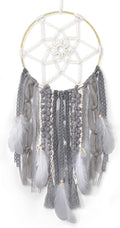 LOMOHOO Large Dream Catcher Handmade Feather Dreamcatcher, Traditional Dream Catchers with Woven Tassels Boho Wall Hanging for Girl Kids Bedroom Baby Room Home Decor Craft Ornament Gift (Grey)