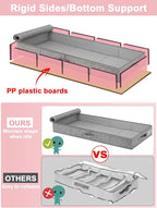 4-Inch Tall Under Bed Storage Container, Low Profile Underbed Storage Bin w/Rigid Sidewalls & Bottom, Shallow Storage Organizer with Lid for Couch, Sofa & Crib, 2-Pack, 33.5 x 16 x 4 Inch, Gray