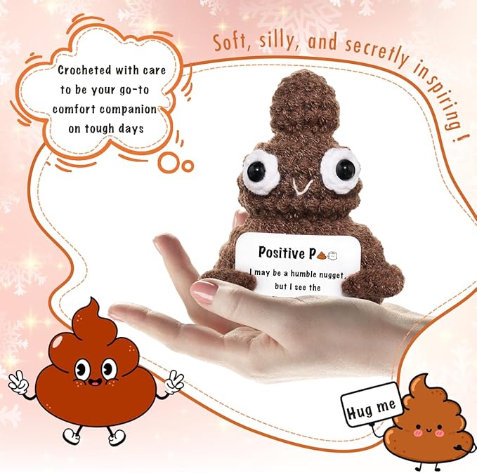 Funny Gag Poop Emotional Support Stuffed Positive Cochet Animals Pickle Gifts for Adult Men Women Brother,Weird Things Stuff Office Decor