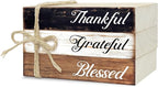 Decorative Books For Home Decor, Wood Book Stack For Table Decor, Thankful Grateful Blessed Decoration Books For Living Room Bookshelf Office, Thanksgiving Farmhouse Stacked Books Decoration (L77)