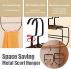 4 Pcs Metal Scarf Hanger Organizer for Closet - Rotatable Space Saving Scarf Holder Rack for Belt Scarves Clothing Sorting Storing
