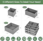 Criusia Drawer Organizer Clothes, 24 Pack Underwear Drawer Organizers, Foldable Closet Organizers and Storage Dresser Drawer Dividers Clothing Organizer for Clothes, Socks, Scarves, Bra, Ties (Grey)