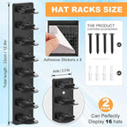 Vocanoe Hat Organizer for Baseball Caps, 2 Pack Hat Rack for Wall Strong Adhesive, Multilayer Hat Storage Holder, Wall Mounted Cap Racks for Closet Door and Bedroom
