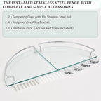 2 Ties Glass Corner Shelf with SUS 304 Stainless Steel Rail Chrome Finished, Esquinero para baños, Rustproof Tempered Glass Shelf, Shower Caddy Organizer 9.8" x 9.8"