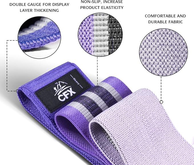 CFX Resistance Bands Set, Exercise Bands with Non-Slip Design for HIPS & Glutes, 3 Levels Workout Bands for Women and Men, Booty Bands for Home Fitness, Yoga, Pilates