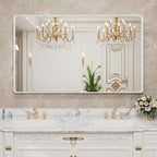 LOAAO 50x30 Inch White Metal Framed Bathroom Mirror for Wall, White Bathroom Vanity Mirror Farmhouse, Large Rounded Rectangle Mirror, Anti-Rust, Tempered Glass, Hangs Horizontally or Vertically