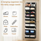 20-30 Pairs Over the Door Shoe Organizer,Side Clear Hanging Shoe Organizer,10-Tier Shoe Storage with 2 Flat Storage Layers,Door Shoe Organizer Fit All the Family’s Sneakers, Boots, Heels,Black