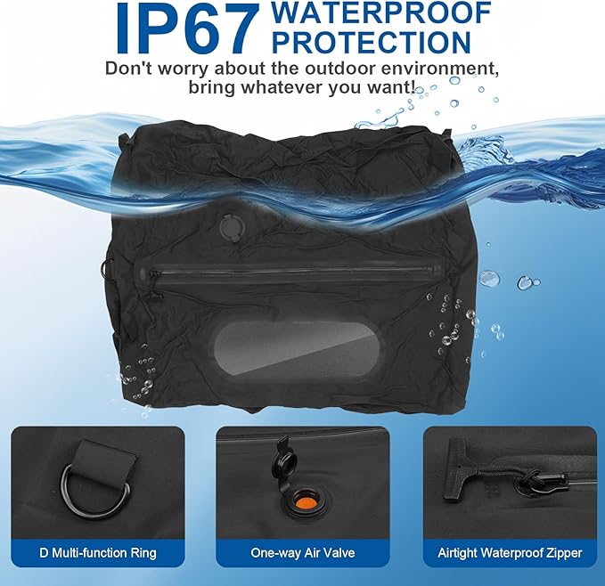 Travel Vacuum Bags with Pump, Reusable Vacuum Packing Cubes Bags for Luggage, IPX7 Waterproof, Space Saver, Vacuum Bag Kit for Camping, Suitcase, Gym, Yoga, Swim, Beach (1 Bag + Pump)