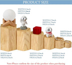 Jetec 12 Pcs Hexagonal Jewelry Display Risers Hexagonal Market Display Risers Stands Acrylic Showcase Acrylic Stand for Jewelry Model Figures Decoration, 6 Sizes (Woodgrain)