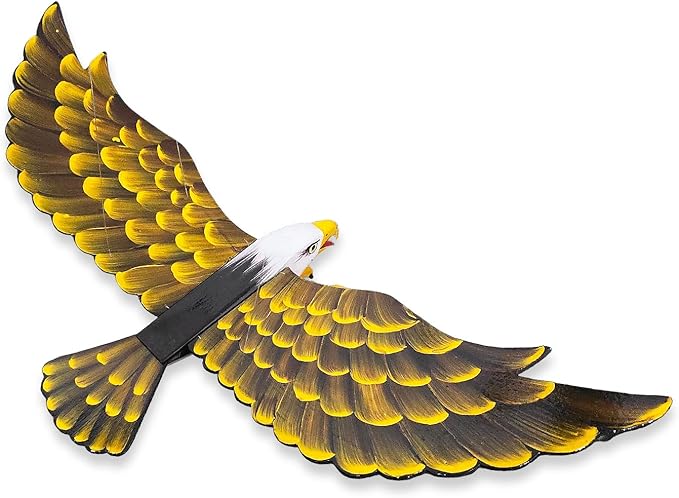 WitnyStore Wooden Bird Mobile 25" Yellow Black Flying Eagle Hand Made Painted Wood Flapping Wing Birds Hanging Ceiling Decor Wind Chimes Handcrafted Animal Decorative Collectible Décor Gifts Souvenirs