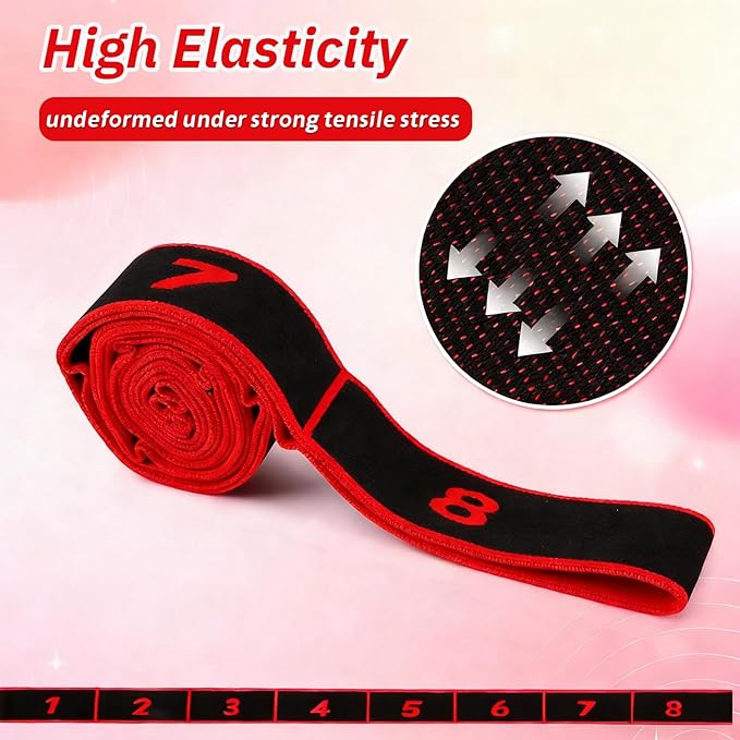 Fitness Resistance Bands, Numbered Resistance Bands for Glutes, 8-Section Elastic Yoga Resistance Band, Adjustable, for Yoga, Stretching and Fitness