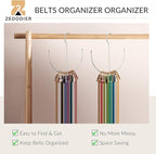ZEDODIER Belt Hangers, Belt Rack 2 Pack Sliver Closet Accessories Organizers, Closet Organizer Hook Rack for Belt, Ties, Scarves, Camisoles, Hats, Bras, Shoes
