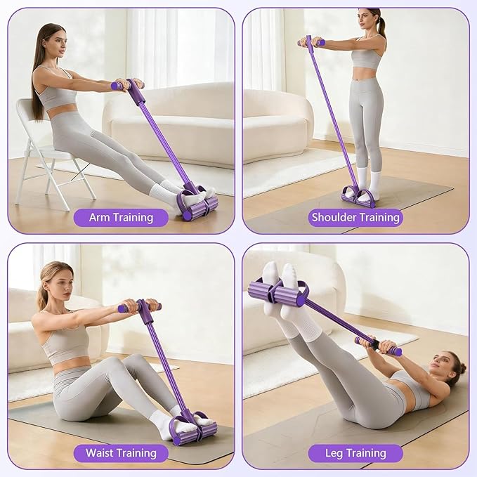 Pedal Resistance Band with Handle, 6-Tube Foot Pedal Resistance Band for Home Workout, Multifunction Pedal Puller Resistance Band for Abdomen, Waist, Arms & Legs