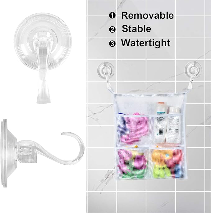 4PCS Wreath Hanger, Suction Cup Hooks With Key Lock, Heavy Duty Shower Hook for Wall Door Glass Window Bathroom, Vacuum Plastic Hooks Hold up to 22 Lbs